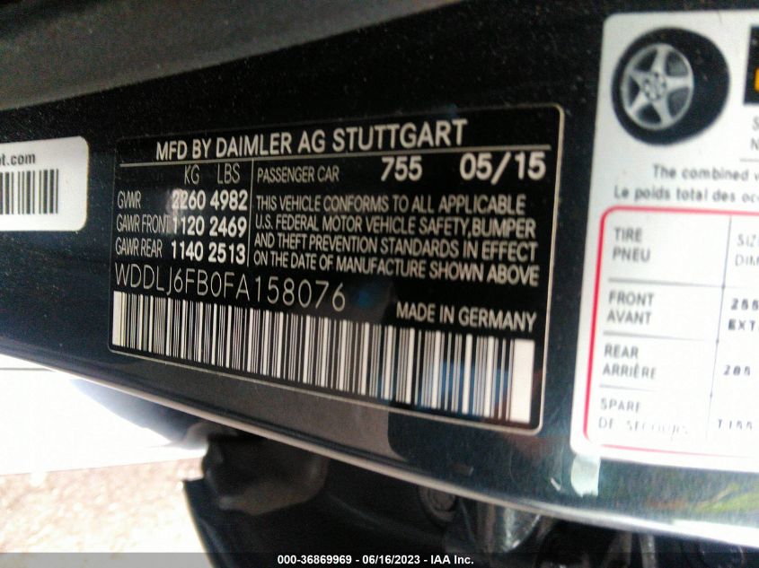 2015 MERCEDES-BENZ CLS-CLASS CLS 400 WDDLJ6FB0FA158076