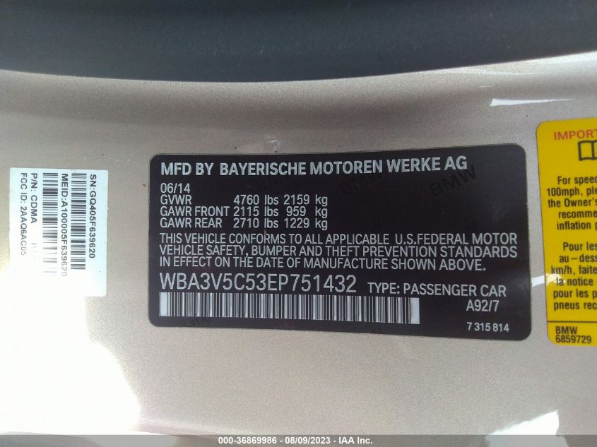 2014 BMW 4 SERIES 428I - WBA3V5C53EP751432