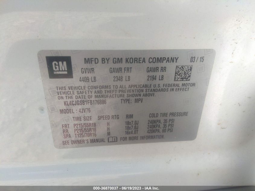 2015 BUICK ENCORE - KL4CJGSB1FB176886