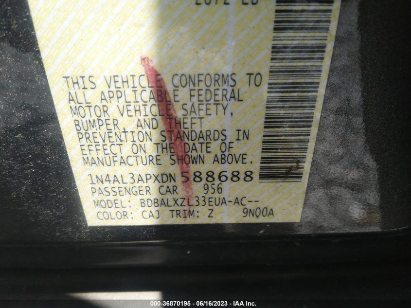2013 NISSAN ALTIMA 2.5 SL - 1N4AL3APXDN588688