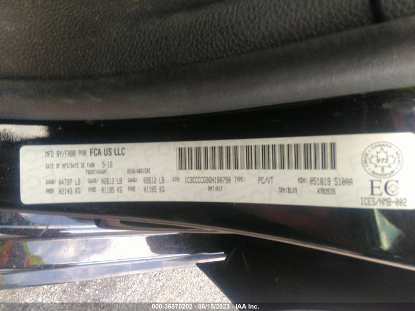 2016 CHRYSLER 200 C - 1C3CCCCG9GN180790