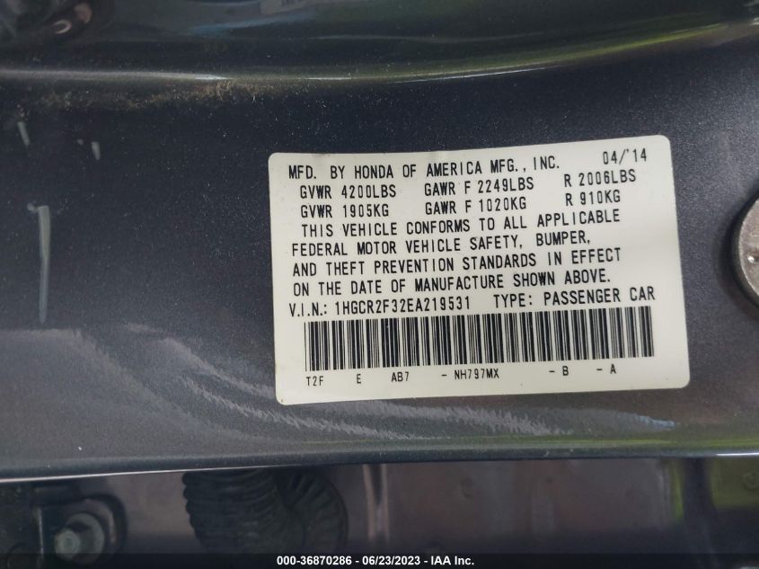 2014 HONDA ACCORD SEDAN LX - 1HGCR2F32EA219531
