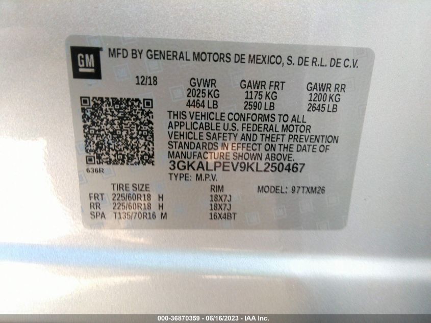 2019 GMC TERRAIN SLT - 3GKALPEV9KL250467