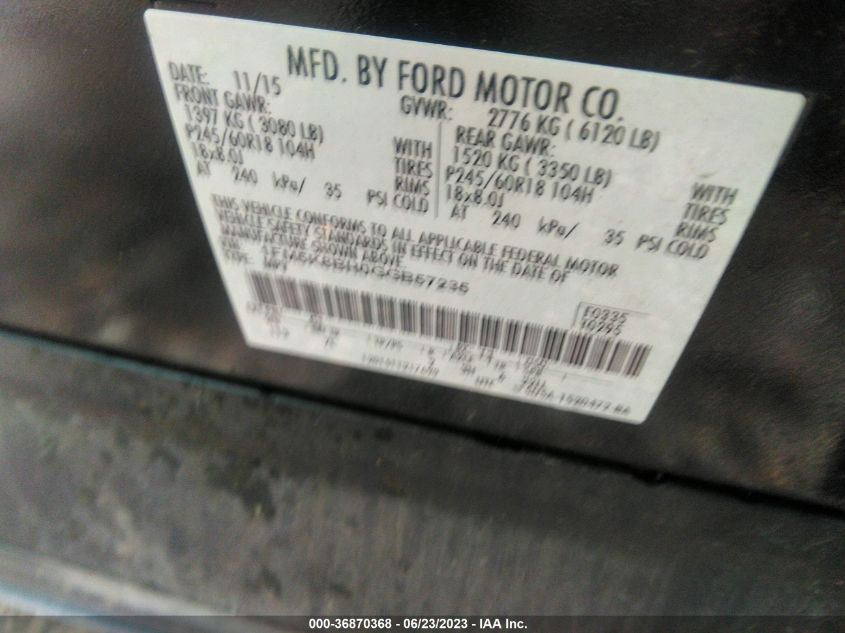 2016 FORD EXPLORER BASE - 1FM5K8BH0GGB57235