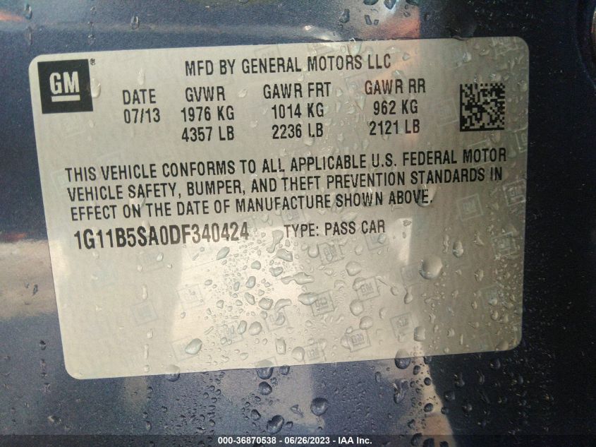 2013 CHEVROLET MALIBU LS - 1G11B5SA0DF340424