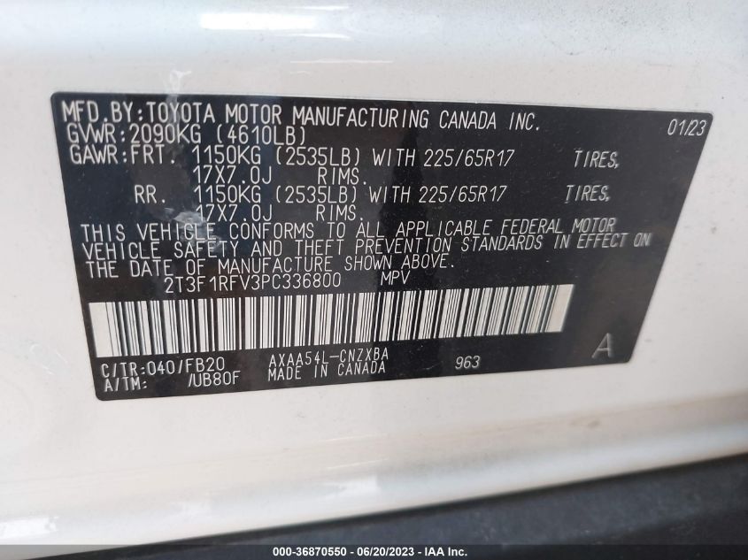 2023 TOYOTA RAV4 LE - 2T3F1RFV3PC336800