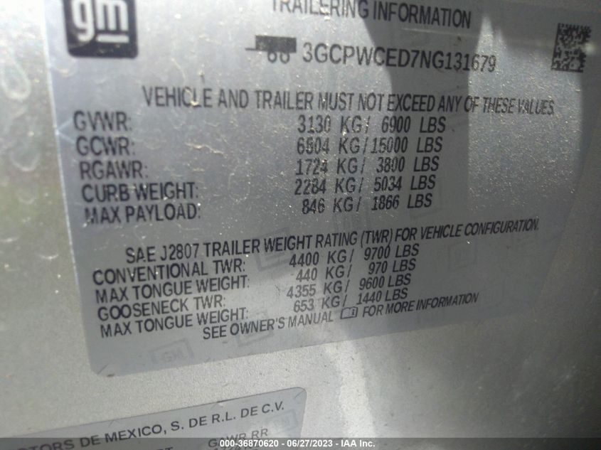 2022 CHEVROLET SILVERADO 1500 LTD LT - 3GCPWCED7NG131679