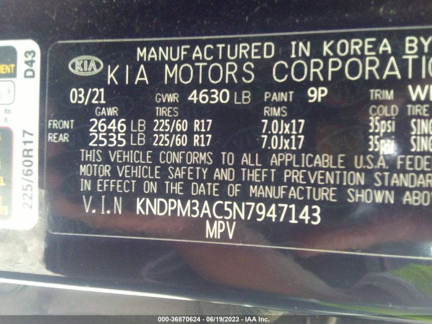 2022 KIA SPORTAGE LX - KNDPM3AC5N7947143