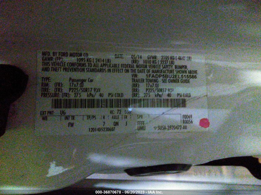 2014 FORD C-MAX HYBRID SEL - 1FADP5BU2EL515586