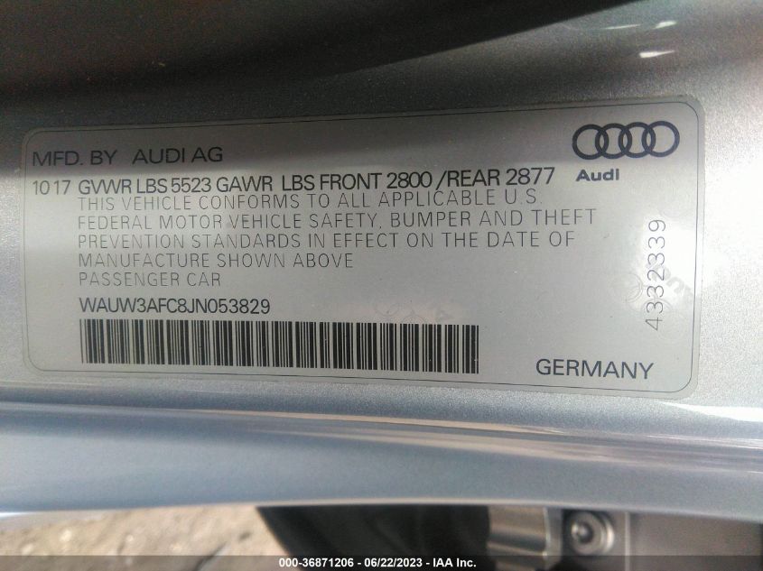 2018 AUDI A7 PREMIUM PLUS WAUW3AFC8JN053829