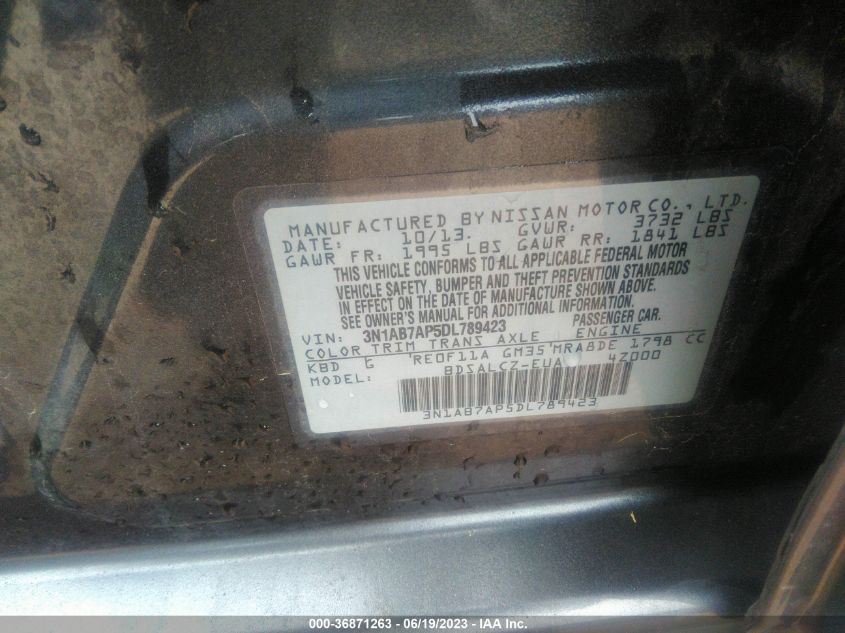 2013 NISSAN SENTRA S - 3N1AB7AP5DL789423