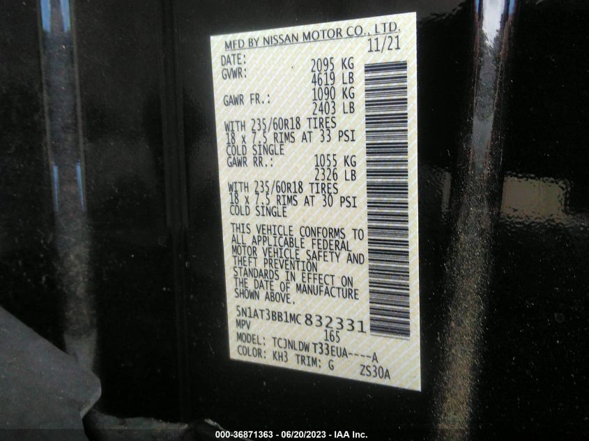 2021 NISSAN ROGUE SV - 5N1AT3BB1MC832331