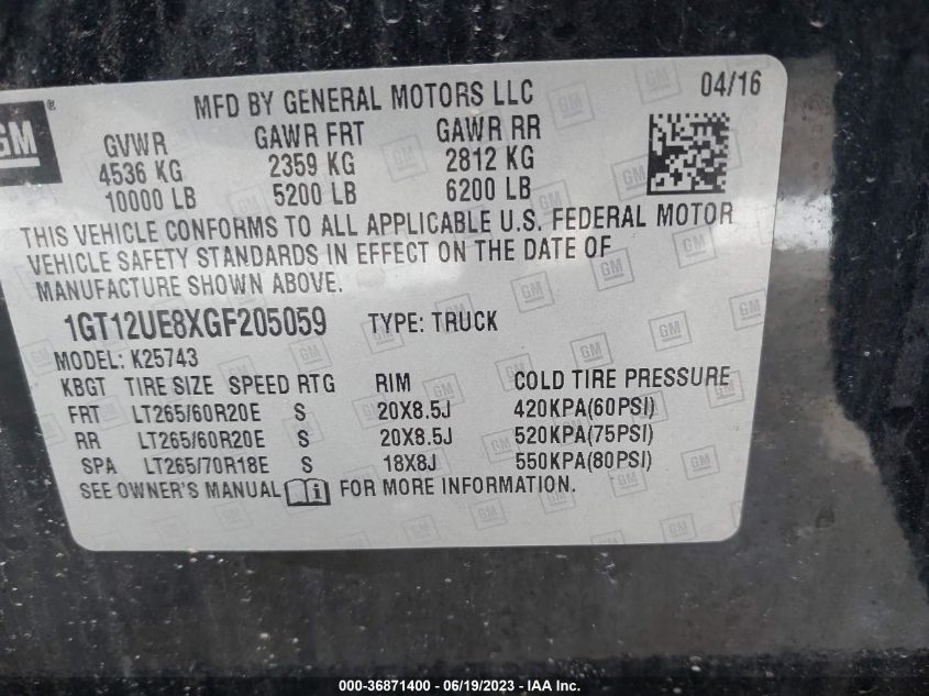 2016 GMC SIERRA 2500HD DENALI - 1GT12UE8XGF205059