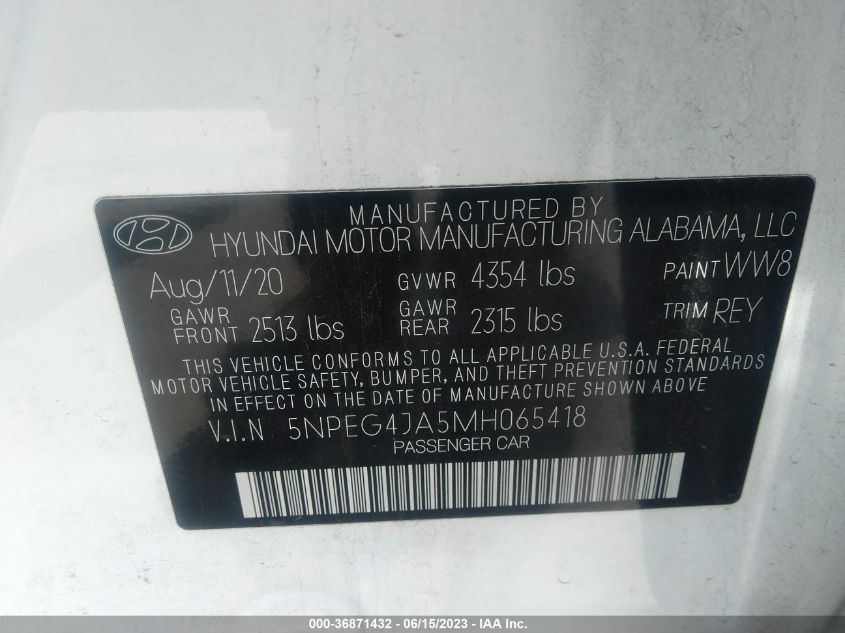 2021 HYUNDAI SONATA SE - 5NPEG4JA5MH065418