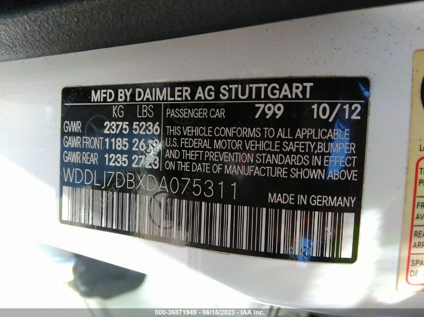 2013 MERCEDES-BENZ CLS-CLASS CLS 550 WDDLJ7DBXDA075311