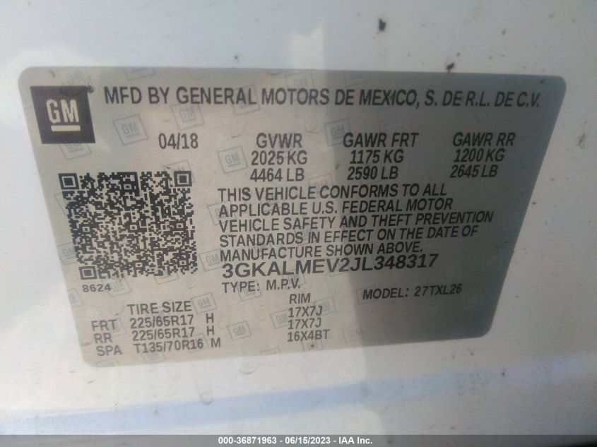 2018 GMC TERRAIN SLE - 3GKALMEV2JL348317