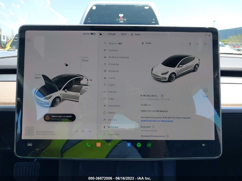 2021 TESLA MODEL 3 STANDARD RANGE PLUS - 5YJ3E1EA1MF998365
