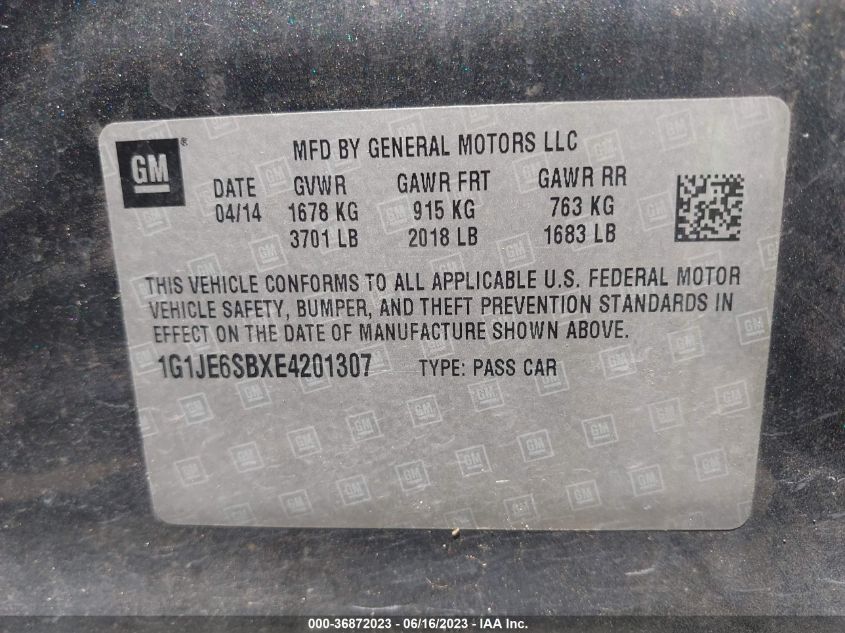 2014 CHEVROLET SONIC LTZ - 1G1JE6SBXE4201307