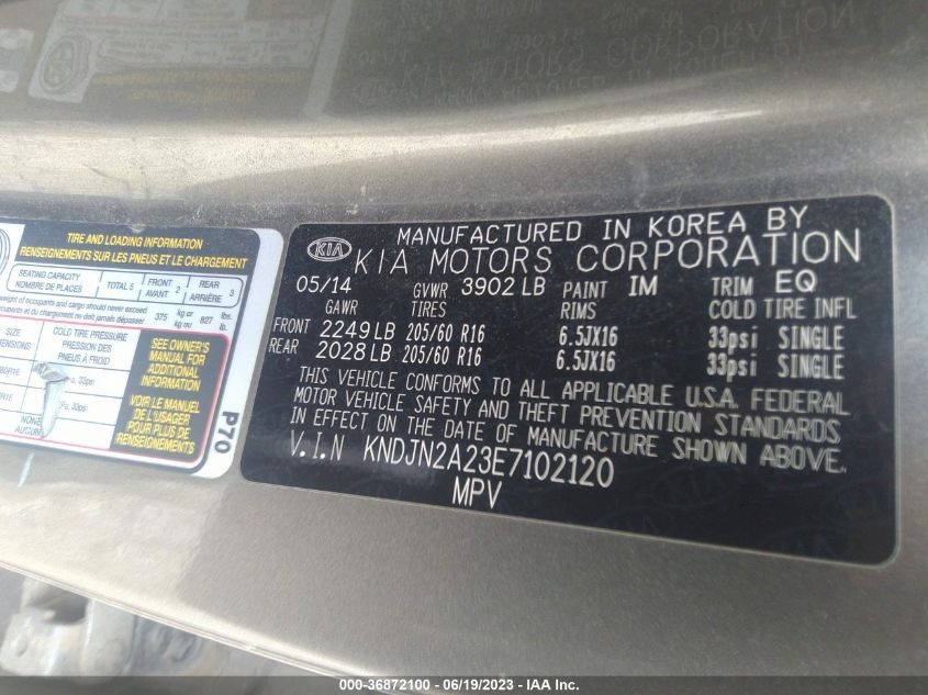2014 KIA SOUL BASE - KNDJN2A23E7102120