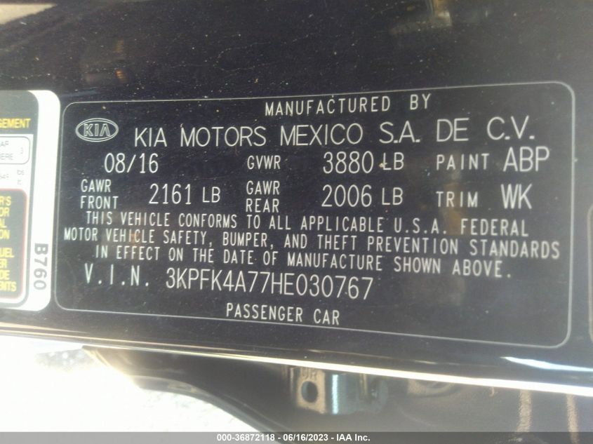 2017 KIA FORTE LX - 3KPFK4A77HE030767