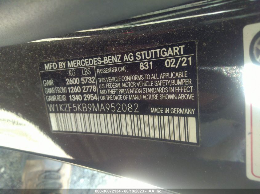 2021 MERCEDES-BENZ E-CLASS E 450 - W1KZF5KB9MA952082