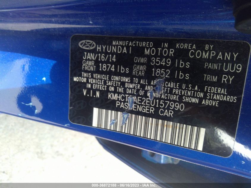 2014 HYUNDAI ACCENT GS - KMHCT5AE2EU157990