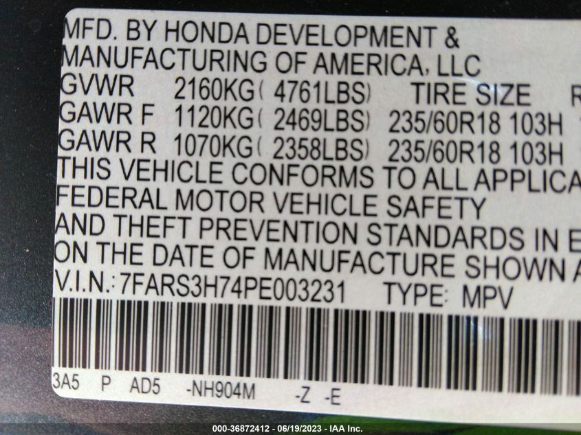 2023 HONDA CR-V EXL - 7FARS3H74PE003231