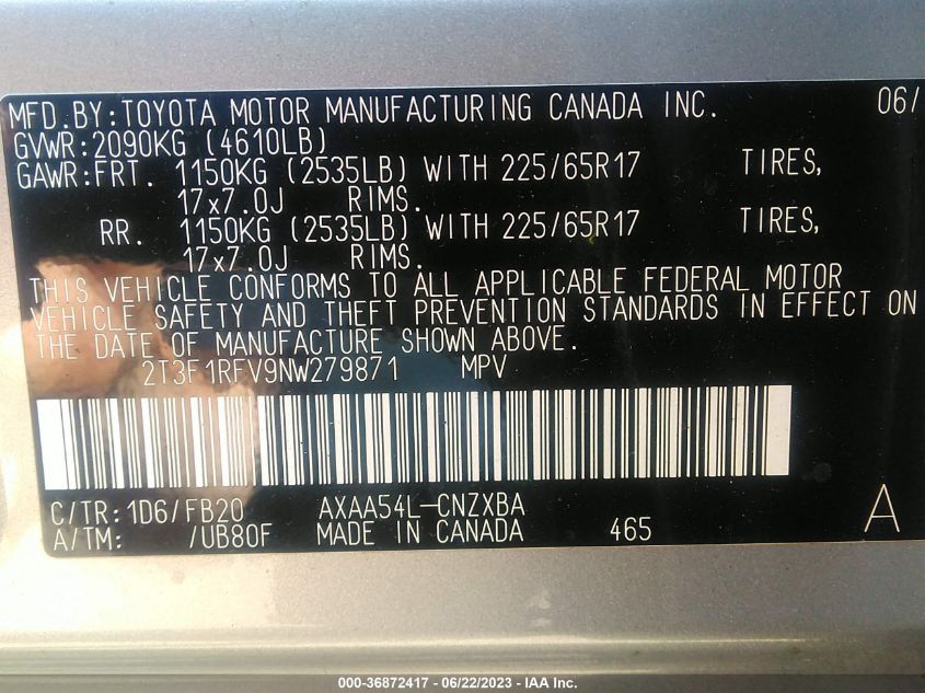 2022 TOYOTA RAV4 LE - 2T3F1RFV9NW279871