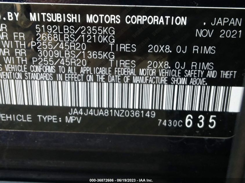2022 MITSUBISHI OUTLANDER SE - JA4J4UA81NZ036149