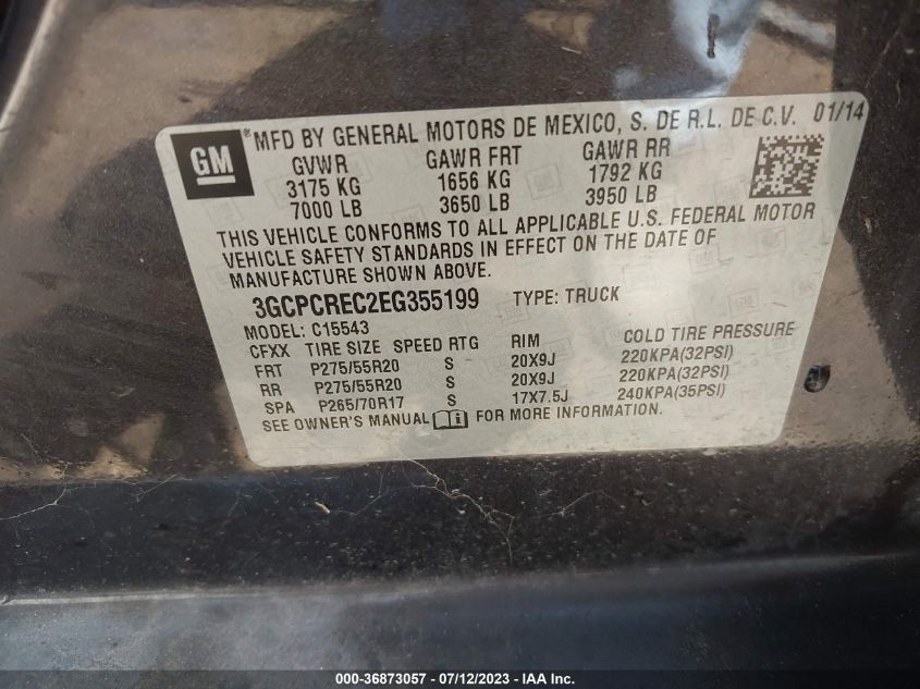 2014 CHEVROLET SILVERADO 1500 LT - 3GCPCREC2EG355199