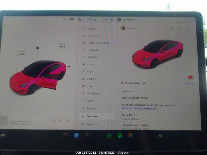 2023 TESLA MODEL 3 - 5YJ3E1EA1PF411103