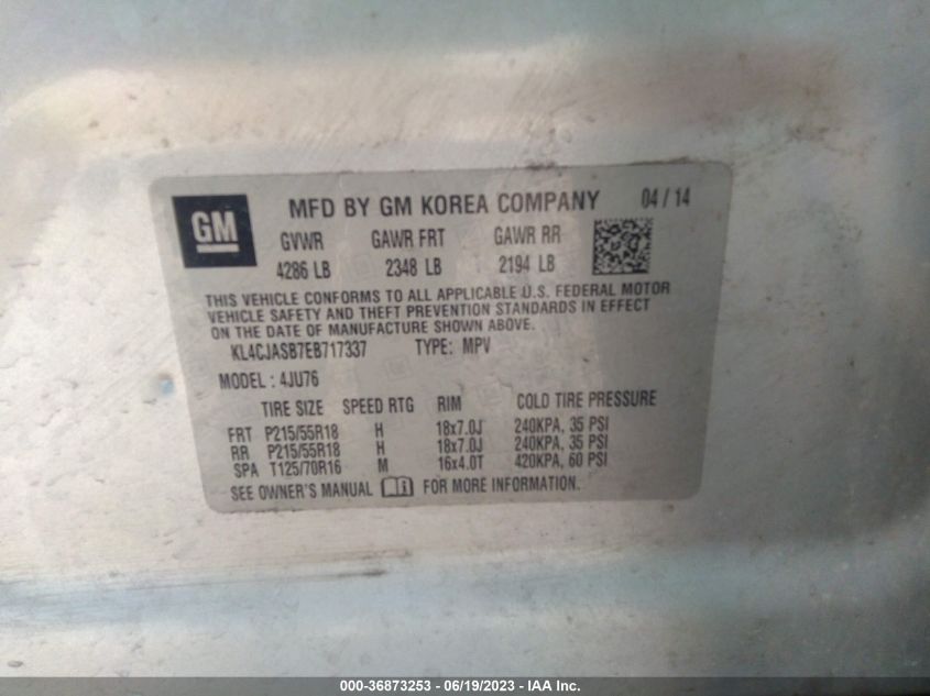 2014 BUICK ENCORE - KL4CJASB7EB717337