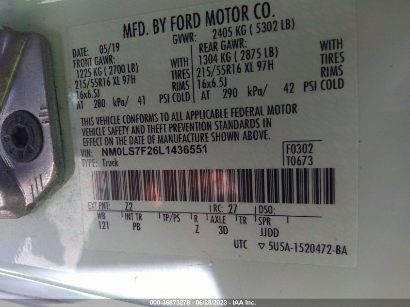 2020 FORD TRANSIT CONNECT VAN XLT - NM0LS7F26L1436551
