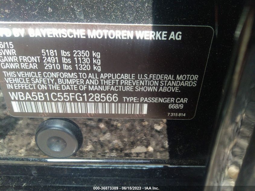 2015 BMW 5 SERIES 535I - WBA5B1C55FG128566