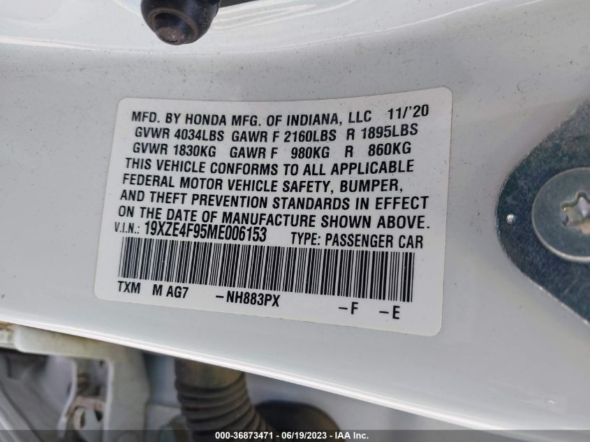 2021 HONDA INSIGHT TOURING 19XZE4F95ME006153