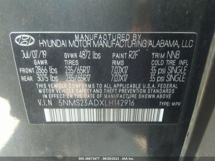 2020 HYUNDAI SANTA FE SE - 5NMS23ADXLH142916