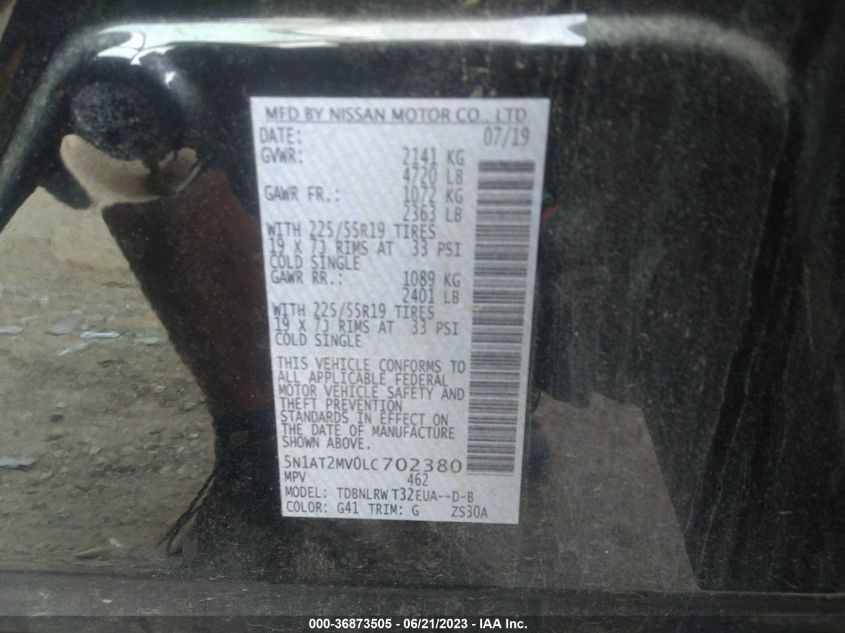 2020 NISSAN ROGUE S/SL/SV - 5N1AT2MV0LC702380