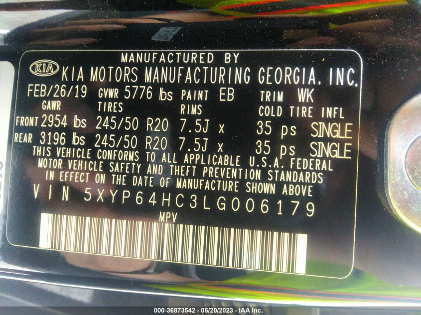2020 KIA TELLURIDE S - 5XYP64HC3LG006179