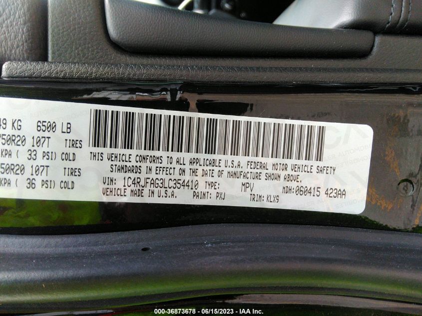 2020 JEEP GRAND CHEROKEE ALTITUDE - 1C4RJFAG3LC354410