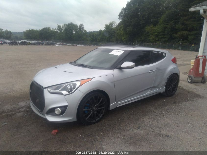 2013 HYUNDAI VELOSTER TURBO W/BLUE INT - KMHTC6AE4DU173130