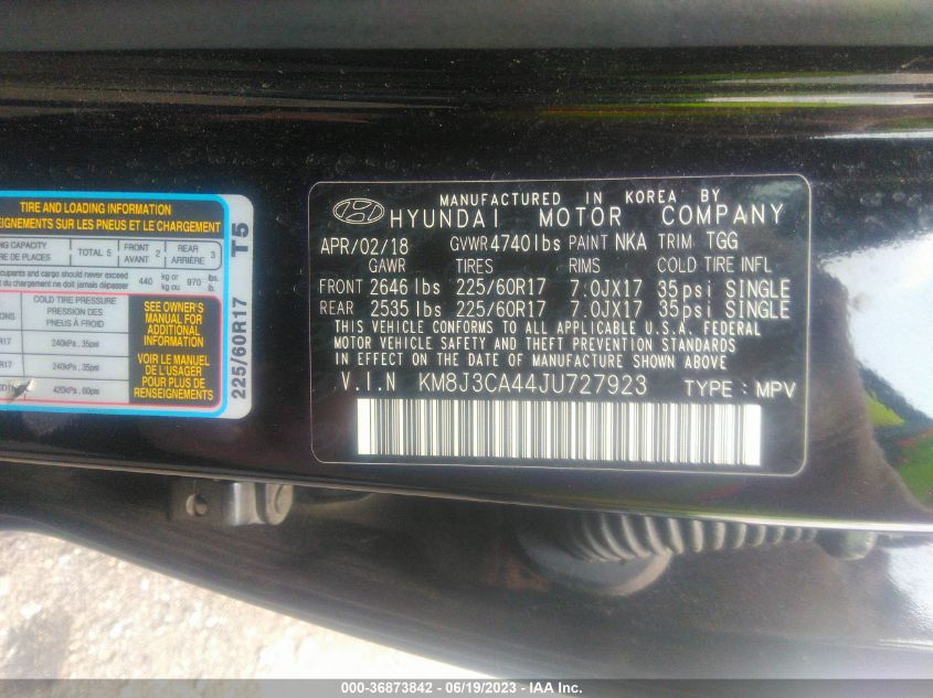 2018 HYUNDAI TUCSON SEL - KM8J3CA44JU727923