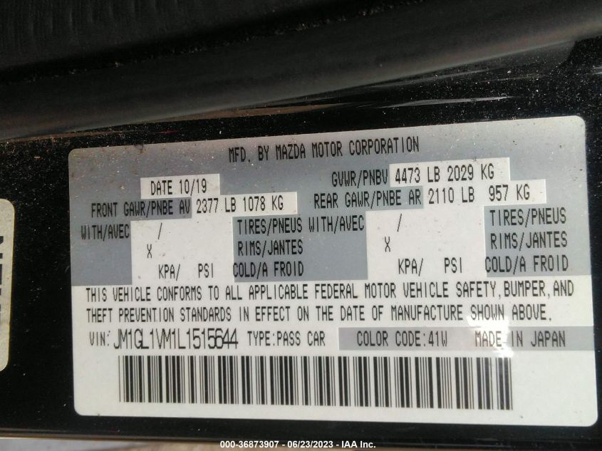 2020 MAZDA MAZDA6 TOURING - JM1GL1VM1L1515644