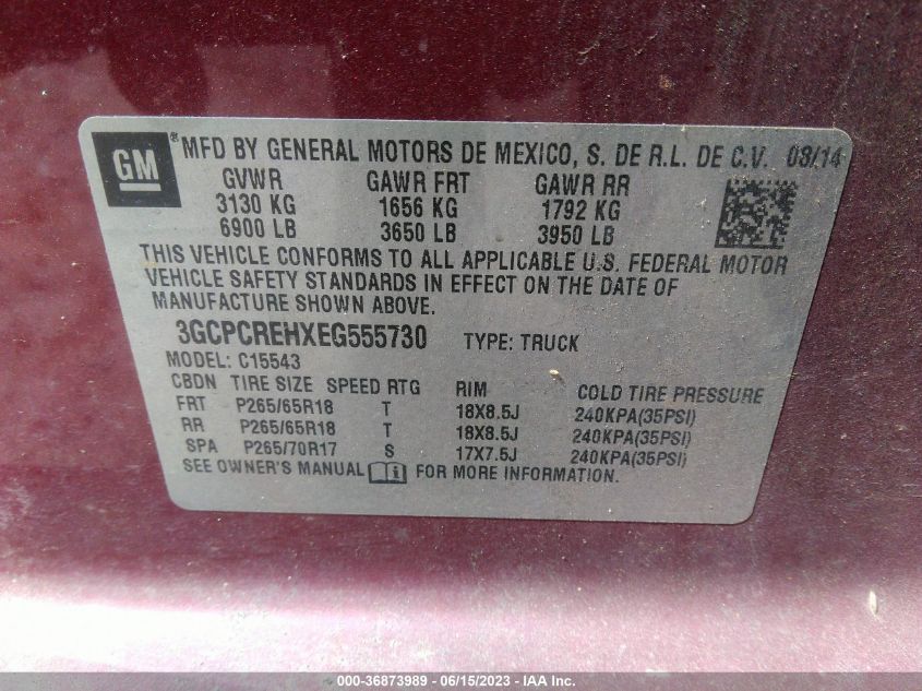 2014 CHEVROLET SILVERADO 1500 LT - 3GCPCREHXEG555730