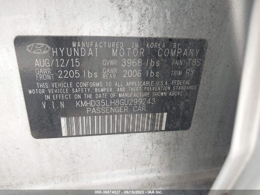 2016 HYUNDAI ELANTRA GT - KMHD35LH8GU299243