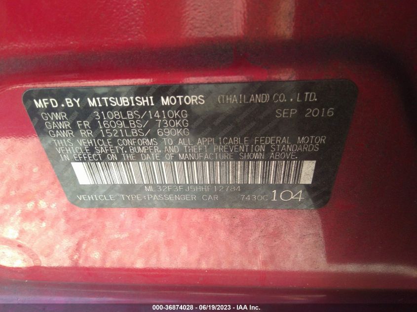 2017 MITSUBISHI MIRAGE G4 ES - ML32F3FJ5HHF12784