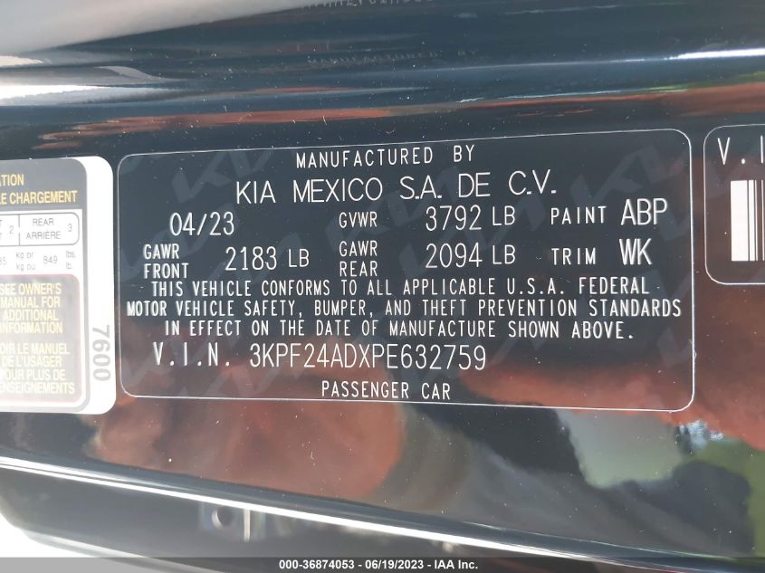 2023 KIA FORTE LX - 3KPF24ADXPE632759