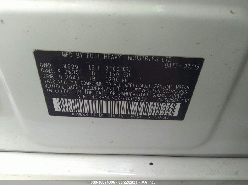 2016 SUBARU LEGACY 3.6R LIMITED - 4S3BNEN66G3003532