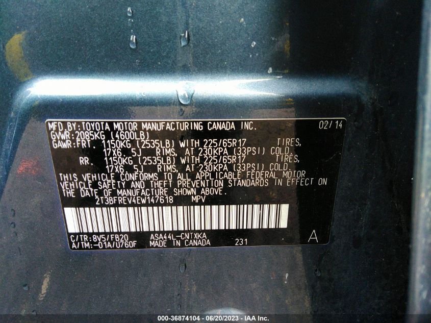 2014 TOYOTA RAV4 LE - 2T3BFREV4EW147618