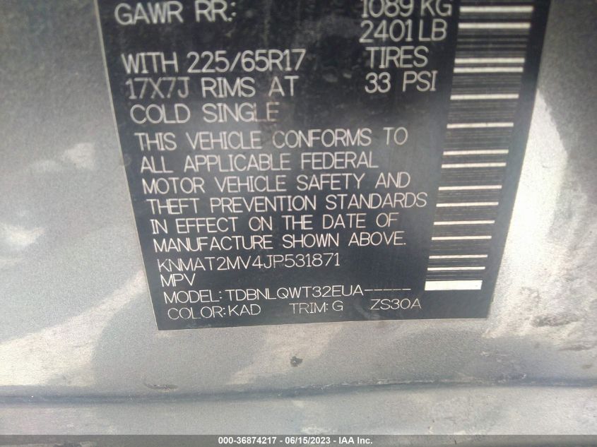 2018 NISSAN ROGUE SV - KNMAT2MV4JP531871