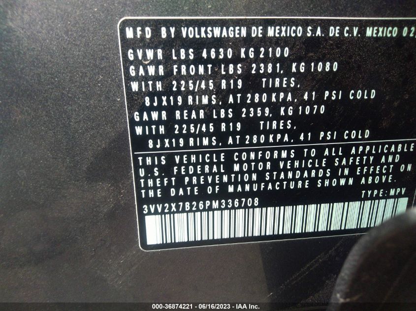 2023 VOLKSWAGEN TAOS SEL - 3VV2X7B26PM336708